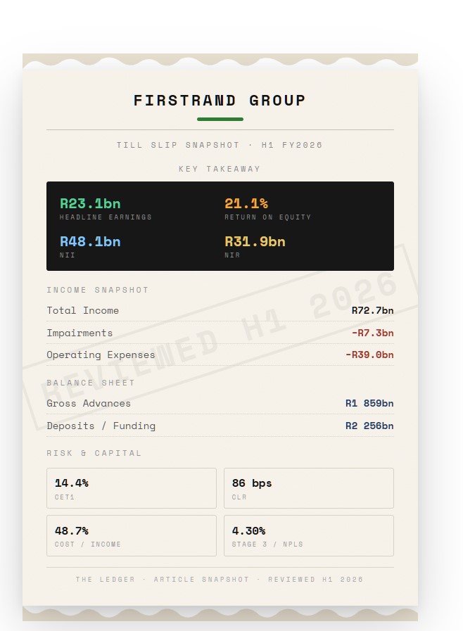 FirstRand till slip snapshot generated by The Ledger tools