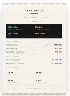 Absa FY25 till slip snapshot generated by The Ledger